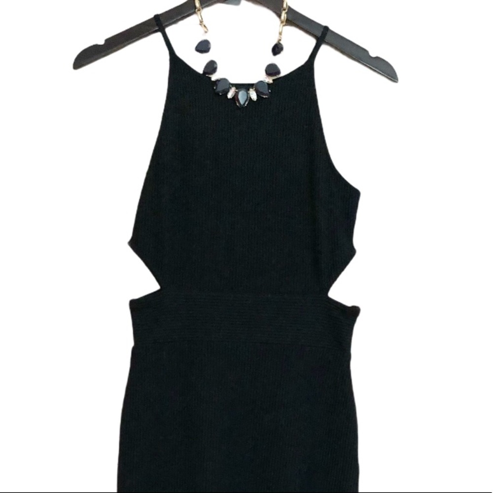Topshop Black Ribbed Cut-Out Dress - Picture 3 of 6